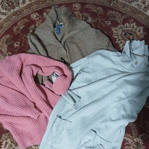 Y2k Cozy Pink, Gray, and Tan Sweater Set